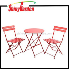 Conjuntos de móveis de pátio ao ar livre, conjuntos de bistrô, mesa de aço dobrável e conjuntos de cadeira